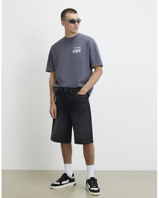 River Island Blue Oversized Fit Cotton Cali Car T-Shirt for men