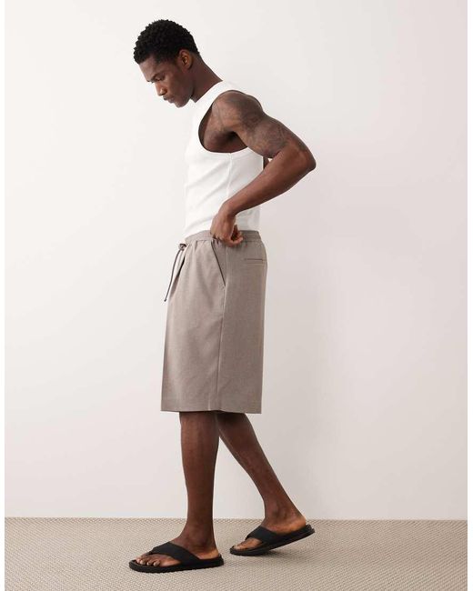 ASOS Natural Tailored Pull On Bermuda Shorts for men