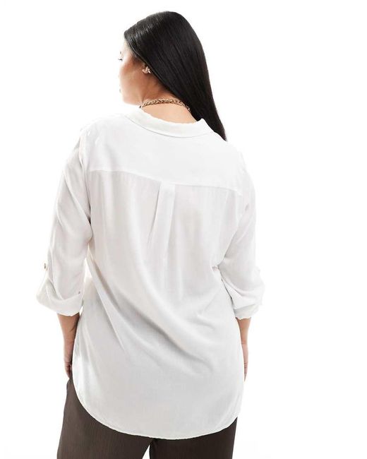 Vero Moda White Button Down Shirt With Pocket Detail