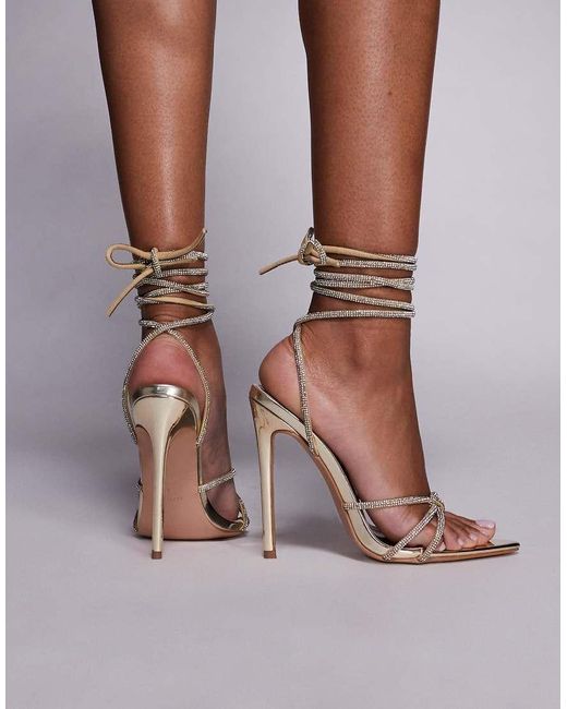 SIMMI Brown Simmi London Wide Fit Fenella Embellished Heeled Sandals