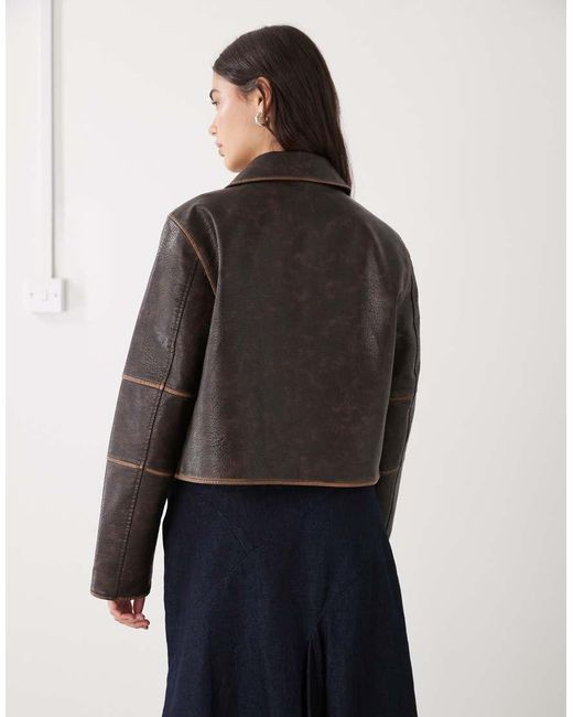 Noisy May Multicolor Boxy Faux Leather Jacket