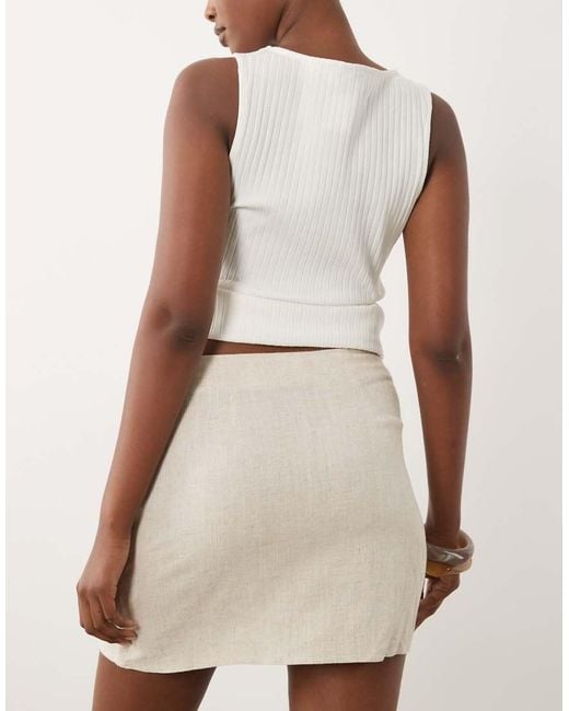ASOS Natural Linen Mini Skirt With Hem Twist