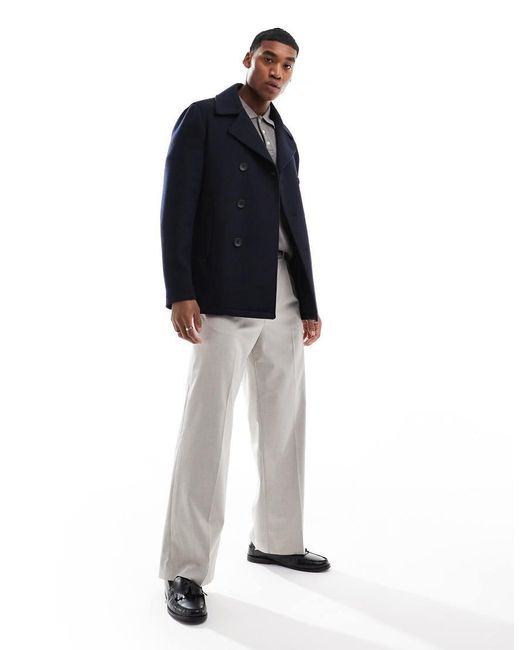 French Connection Blue French Connection Double Breasted Coat for men