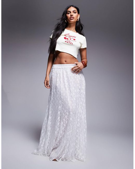 ASOS Gray Full Lace Godet Maxi Skirt