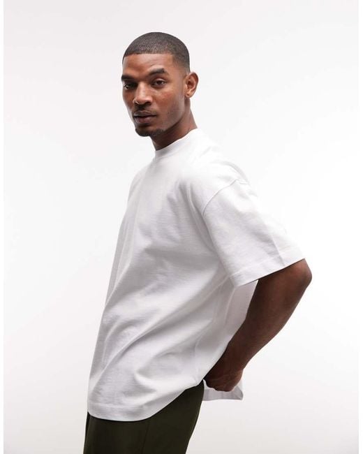 4505 White Oversized Heavyweight Quick Dry Cotton T-shirt With Tour Graphic for men