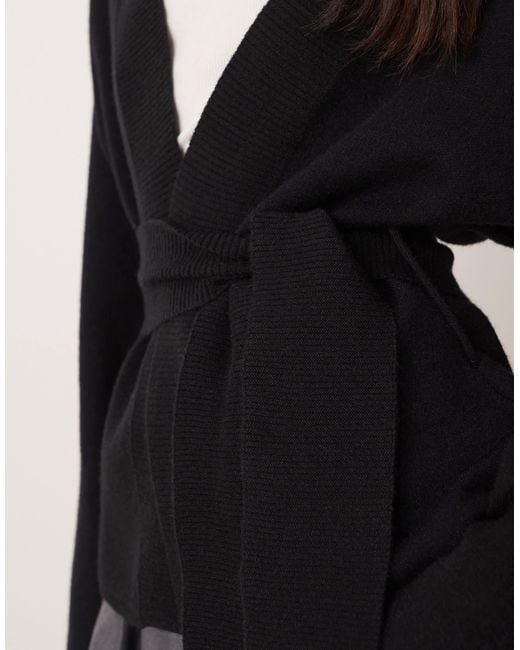 Gina Tricot Black – gewickelte kimono-strickjacke