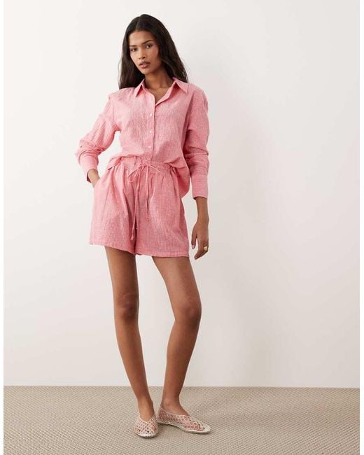Jdy Pink Linen Blend Shorts
