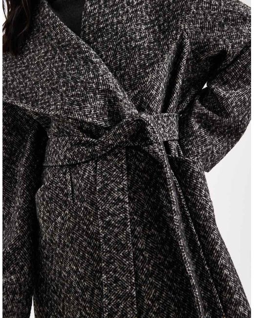 Miss Selfridge Black Formal Shawl Collar Wrap Coat