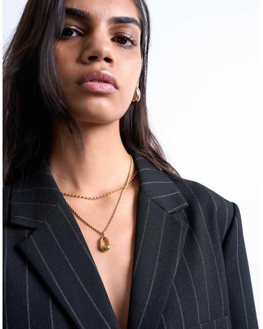 TOPSHOP Blue Nina Waterproof Stainless Steel Multirow Chain And Pendant Necklace