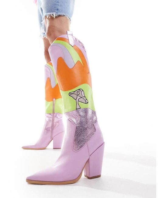 Public Desire Pink Archer Novelty Western Boot