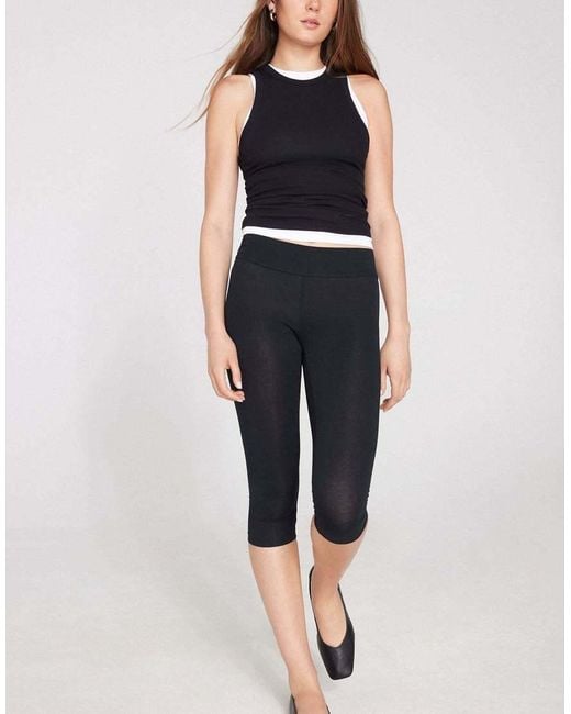 Tezenis Black Cotton Capri Leggings
