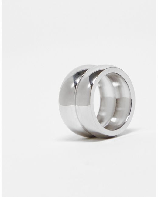 TOPSHOP White Psalm Waterproof Stainless Steel Stacked Effect Ring