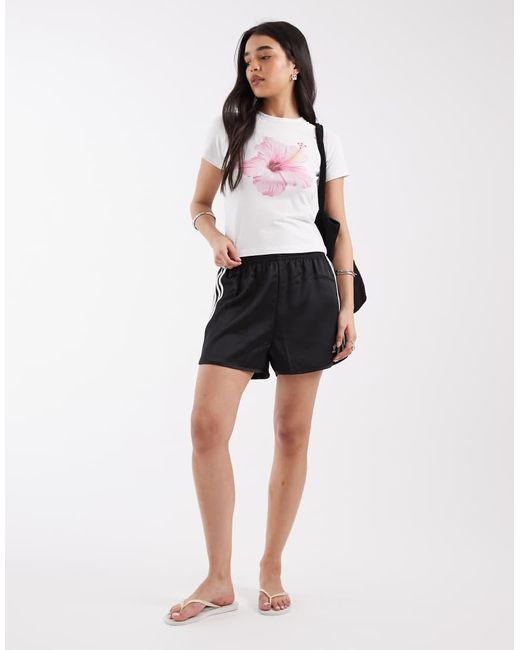 JJXX White Fitted Tee Pink Flower Print