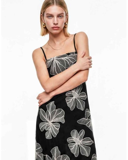 Lovedrobe White Floral Embroidery Trapeze Midaxi Dress