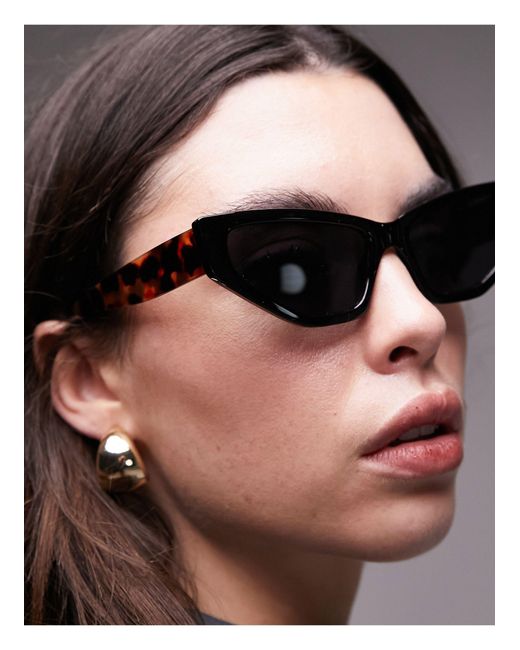 TOPSHOP Black Poppy Angular Cat Eye Sunglasses