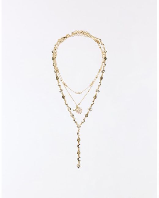 Bershka White Pack Of 3 Pendant Necklaces