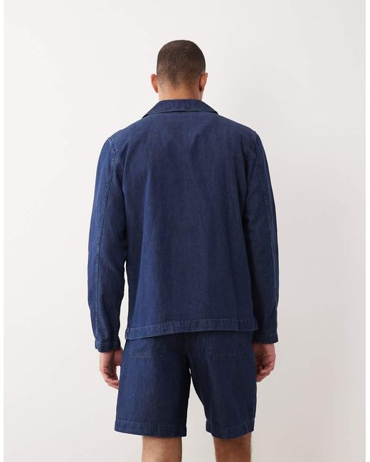 Mango Blue 100% Linen Long Sleeve Denim Look Shirt for men