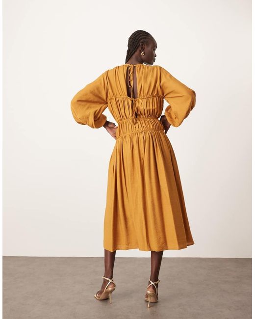 ARRANGE Natural Cotton Smock Midi Dress