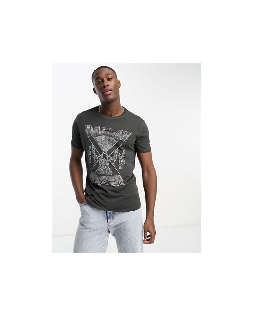 Replay T-shirt Met Print in het Zwart voor heren | Lyst NL