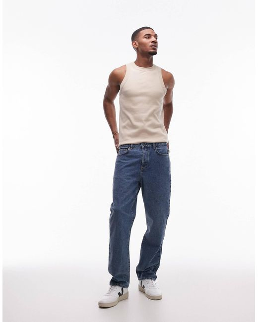 Débardeur côtelé ajusté à col montant - taupe Topman pour homme en coloris Brown