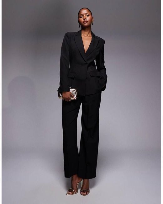 Kaiia Black Exclusive Tailored Wrap Detail Cinched Waist Blazer