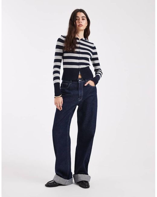 Cotton On Blue Hooded Zip Up Knit