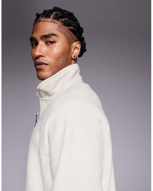 ASOS Gray Relaxed Funnel Neck Quarter Zip Fleece Sweatshirt for men