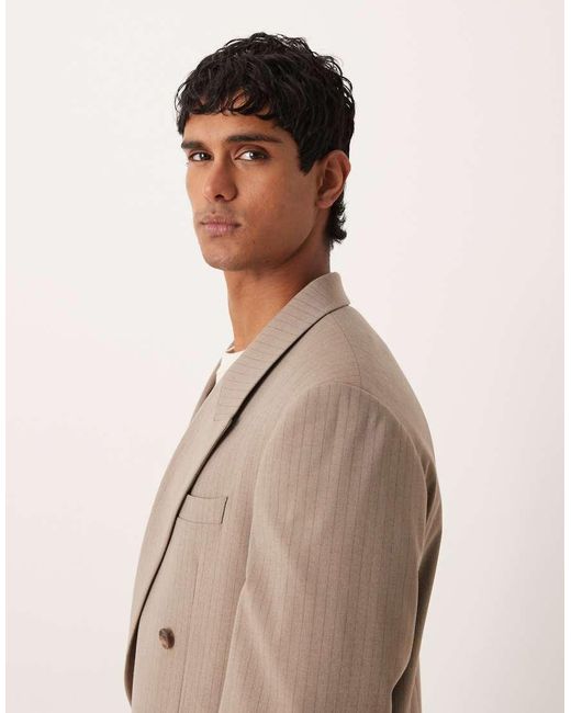 ASOS Natural Relaxed Square Shoulder Suit Jacket for men
