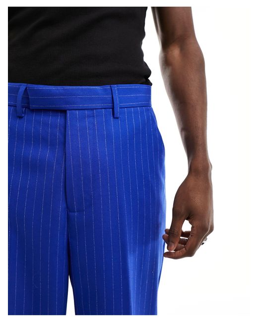 ASOS Blue Smart Wide Leg Trousers for men
