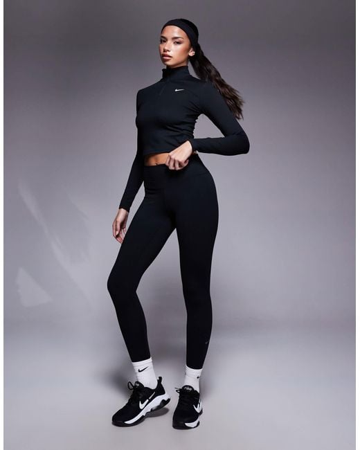 Nike Blue Nike One Training Half Zip Fitted Long Sleeve Top
