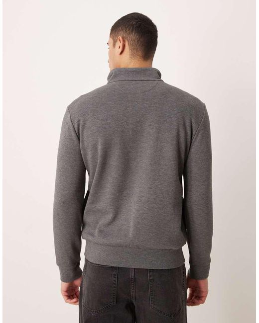 Polo Ralph Lauren Gray Icon Logo Lightweight Double Knit Tech Half Zip Sweatshirt for men