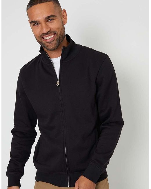 Threadbare Blue Funnel Neck Zip Through Sweatshirt for men
