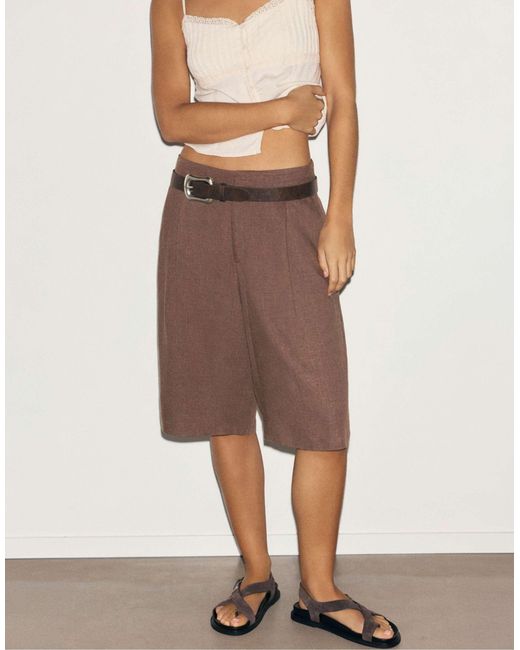 Pull&Bear Natural Rustikale bermuda-shorts mit abnähern