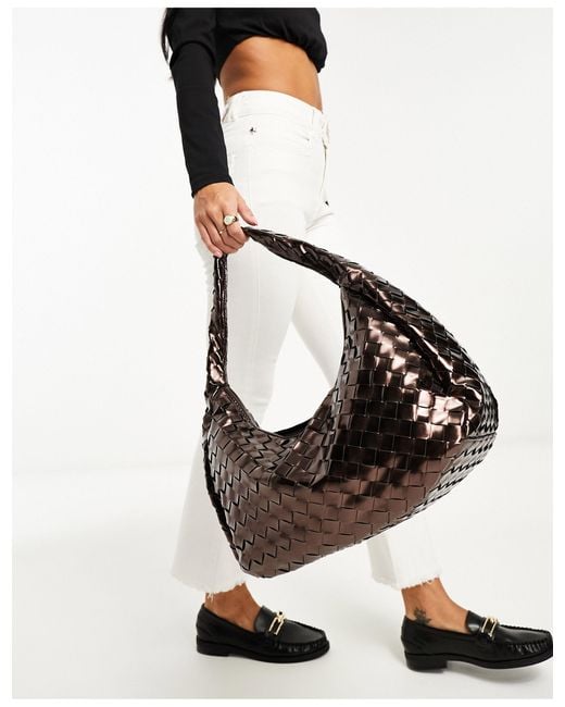 Glamorous Woven Oversized Shoulder Bag in Black Lyst