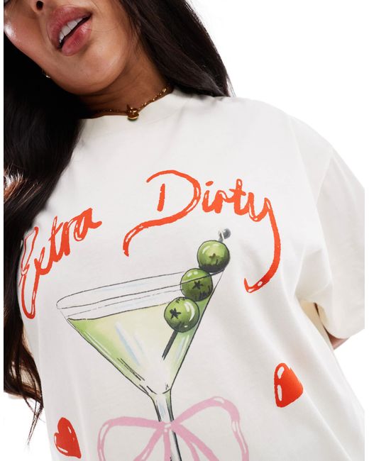 ASOS White Asos design curve – oversize-t-shirt mit "dirty martini"-grafikprint