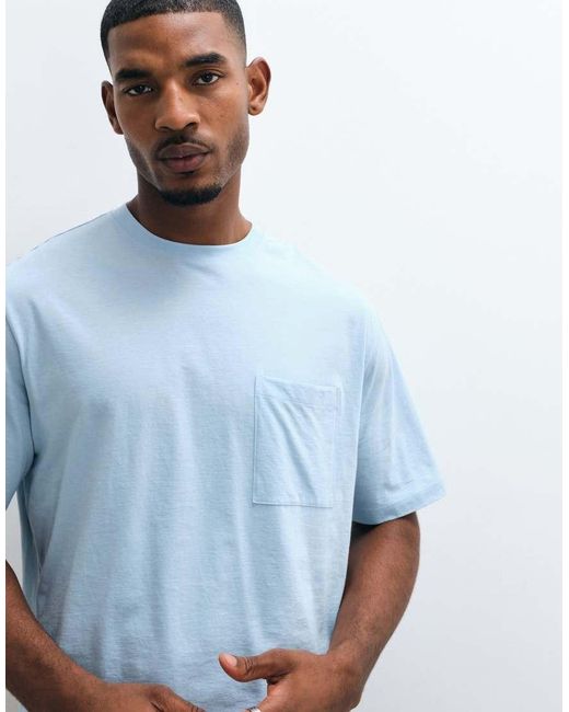 ARKET Blue Washed T-shirt With Pocket for men