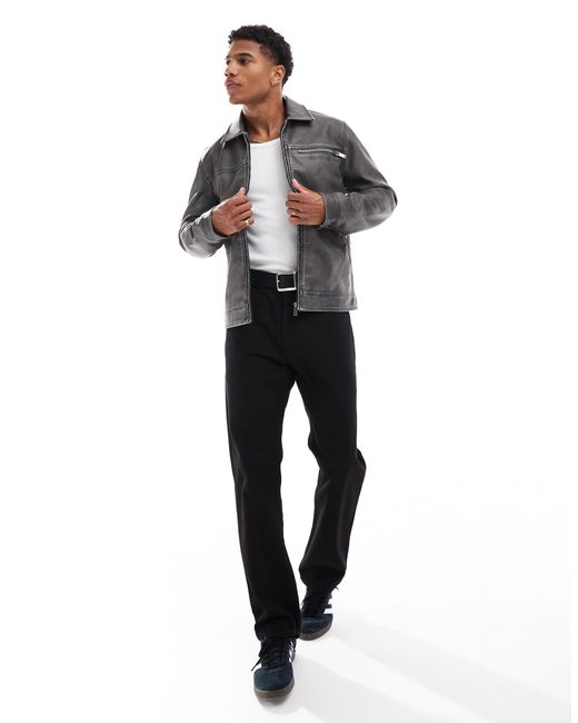 Veste zippée en similicuir effet usé Brave Soul pour homme en coloris Black