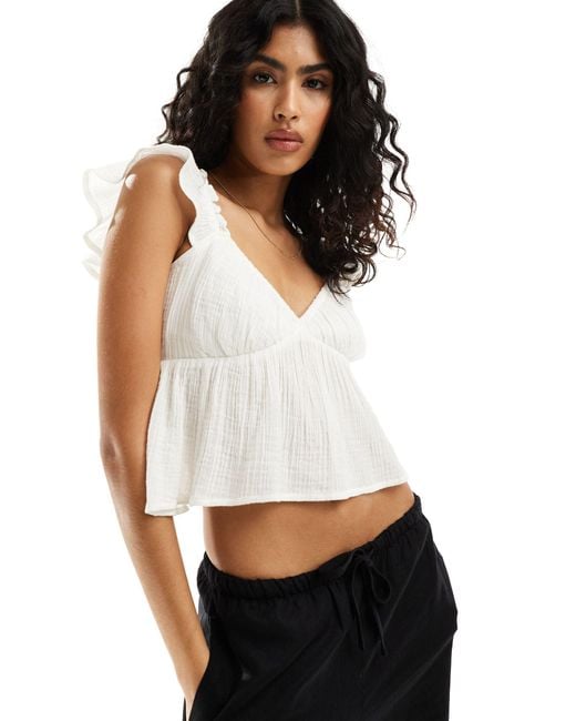 Hollister White Babydoll Top