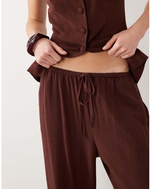 Miss Selfridge Brown Linen Look Pull On Trouser