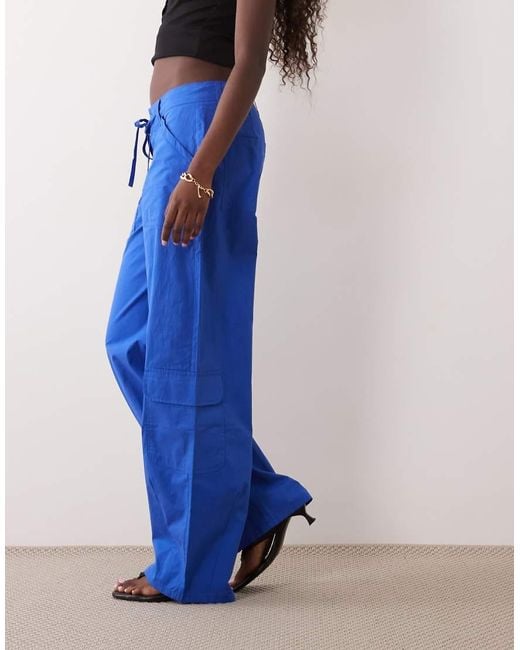 Lioness Blue Venice Tie Waist Pocket Detail Cargo Pants