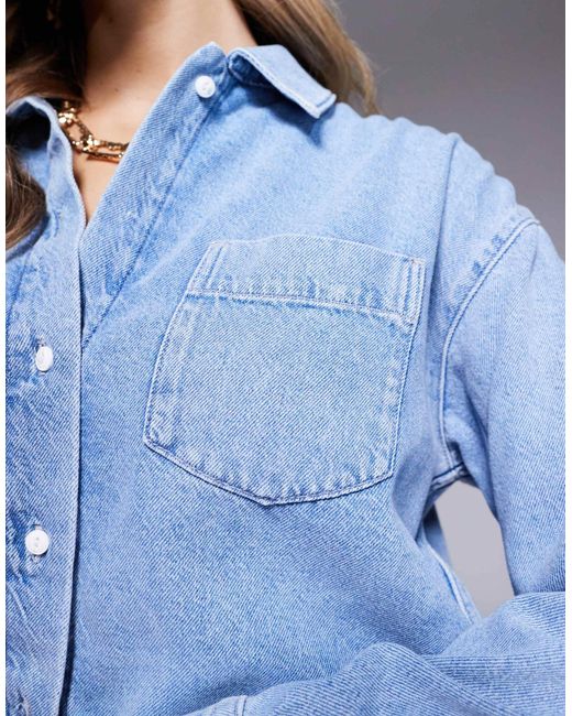 River Island Blue – kurz geschnittenes jeanshemd