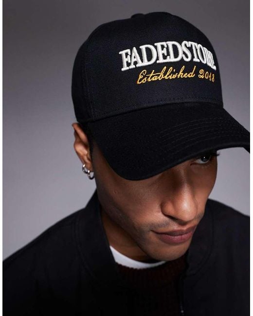 Faded Store Black Established 5 Panel Cap for men