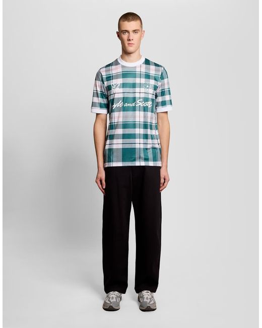 Lyle & Scott Blue Ss T-Shirts Tartan Football Shirt for men