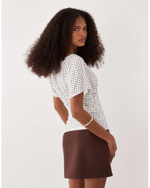 Miss Selfridge Brown V-neck Top With Gathered Waist