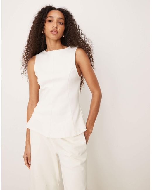 ASOS White Interlock Co-ord Pleated Tank