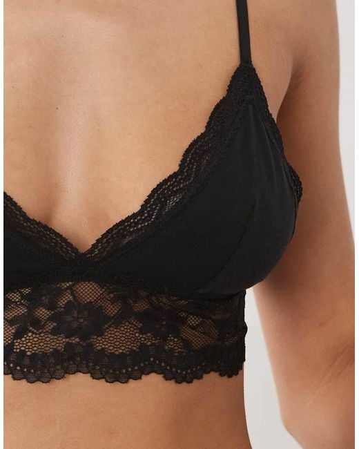ASOS Black 2 Pack Cotton Bralette With Lace Trim