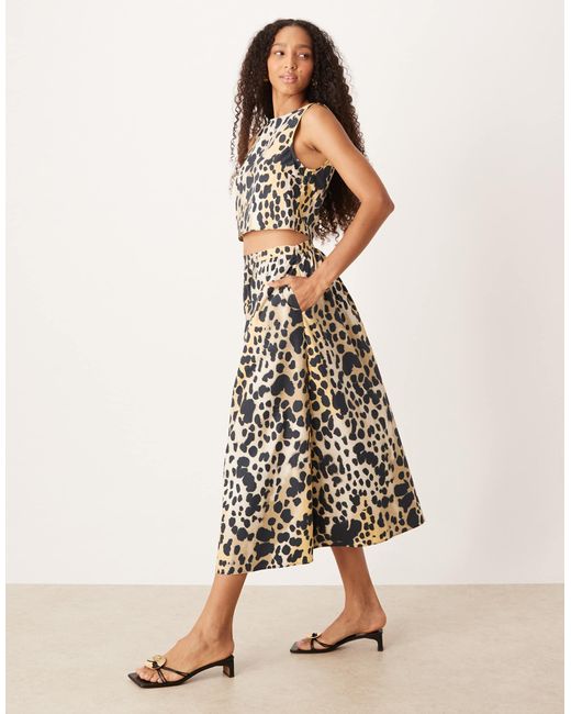 Mango Brown A Line Midi Skirt Co-Ord
