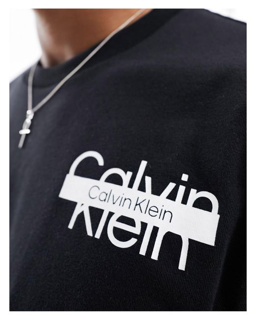 Calvin Klein Black Cut Through Logo Long Sleeve T-shirt for men
