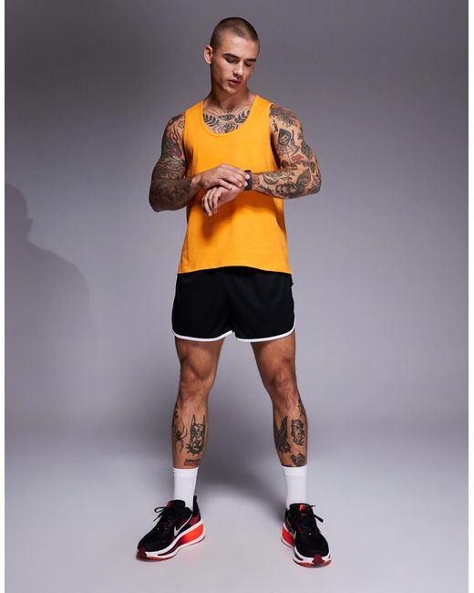 4505 Orange Running Cotton Vest With Quick Dry Finish for men