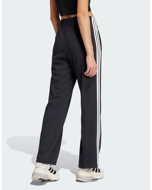 Adidas Originals Black Essentials 3-Stripes Open Hem French Terry Pants